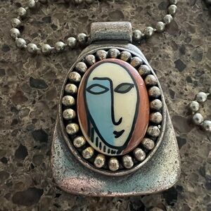 Artistic Pendant Necklace with Beaded Chain